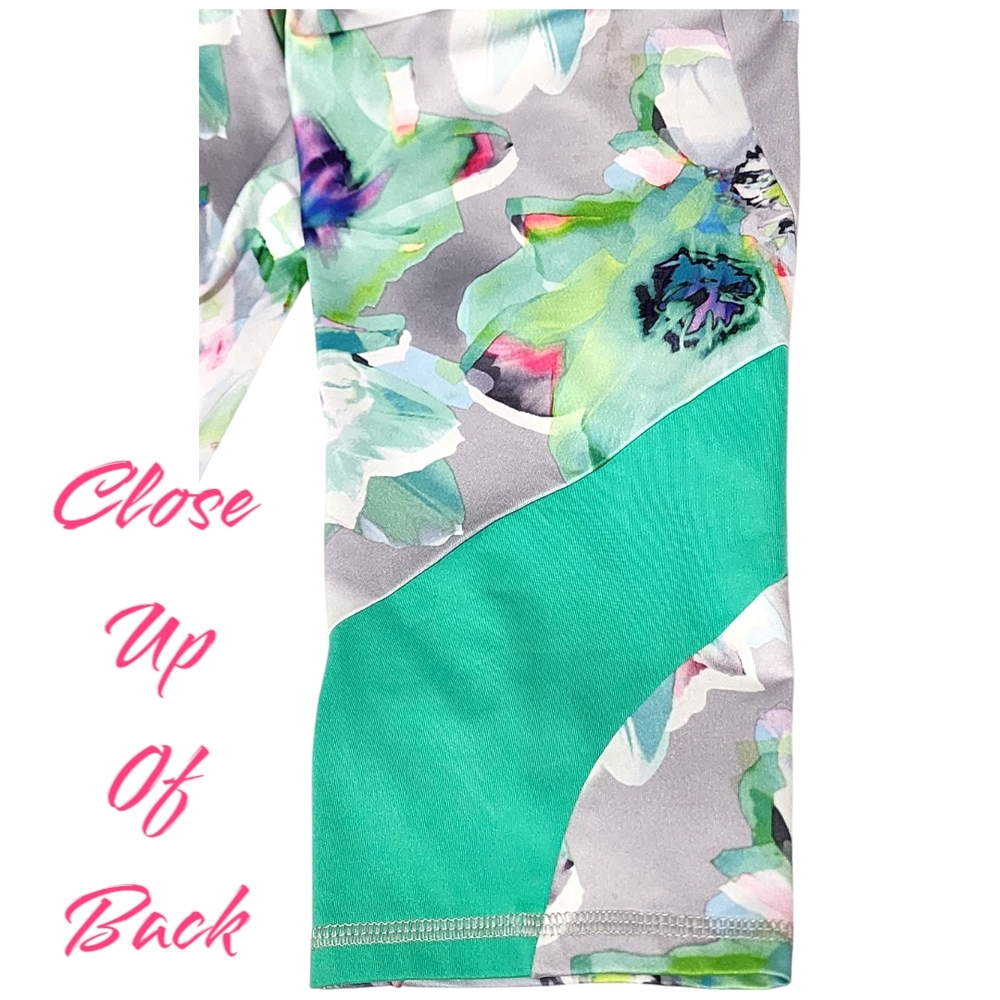 Adidas Active Floral Kids Leggings Capris Size M (10/12) Girls Youth Compression - Picture 5 of 9